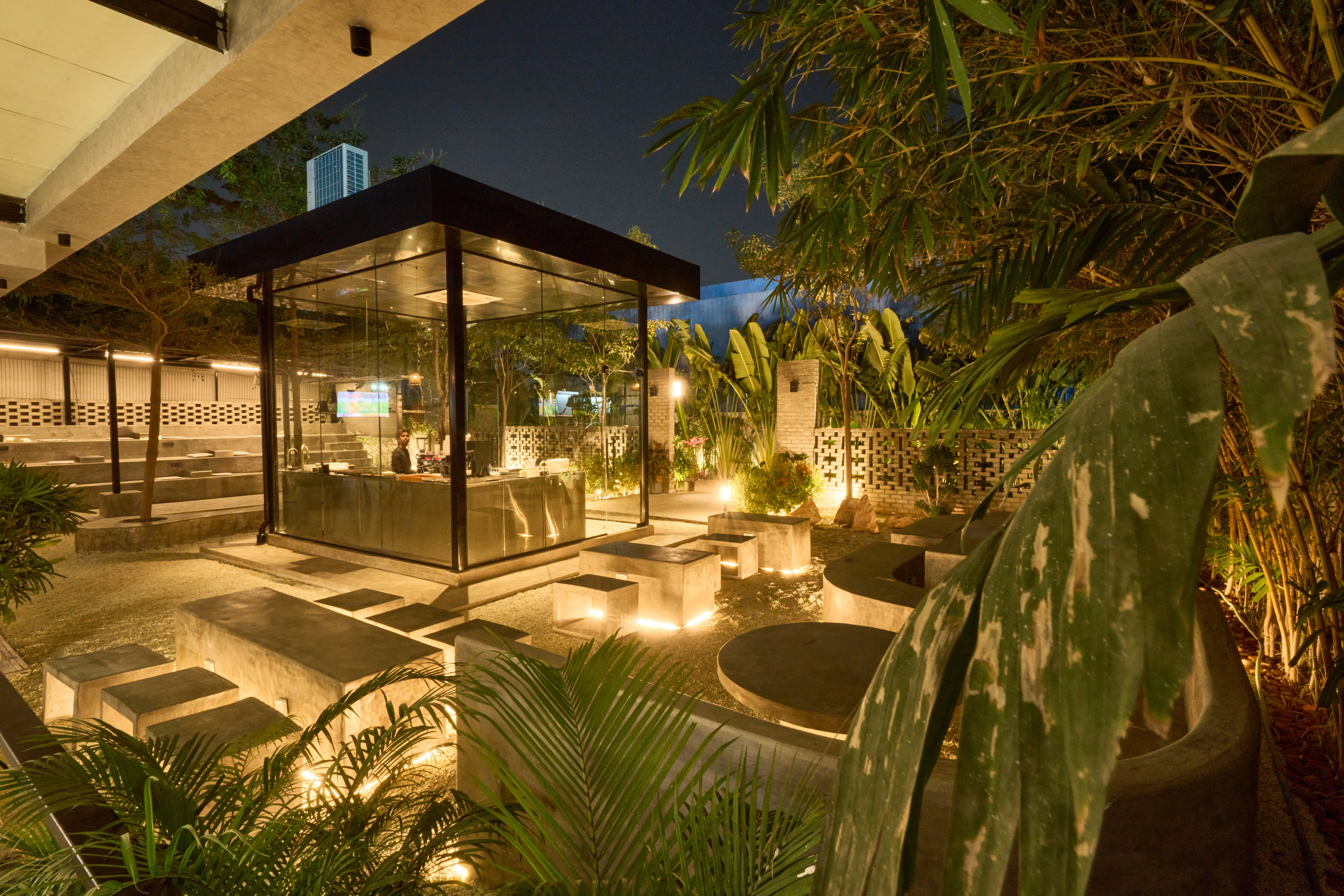 Hoshi Cafe entrance at night